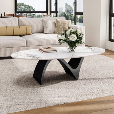 White Faux Marble Coffee Table
