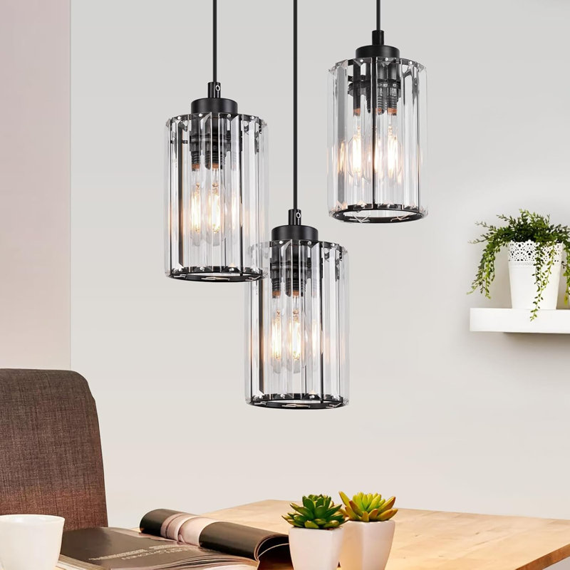 3 - Light Matte Black Cylinder Pendant