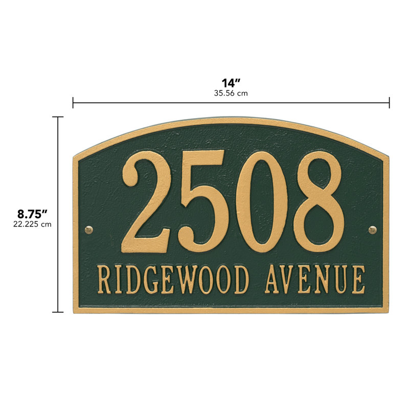 Legacy 2-Line Wall Address Plaque, Green / Gold, Yes