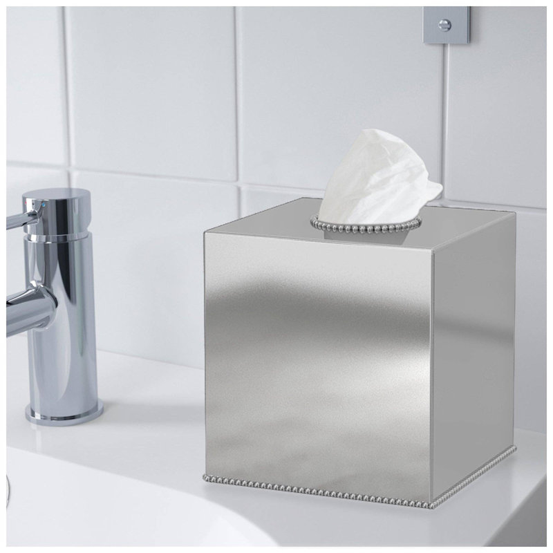 Boîte à mouchoirs Oneita | Porte-papier hygiénique carré en acier inoxydable | Finition brillante