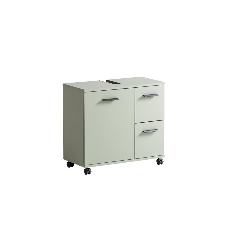 Hafley Bathroom Storage Cabinet, Pistachio/Matte Black