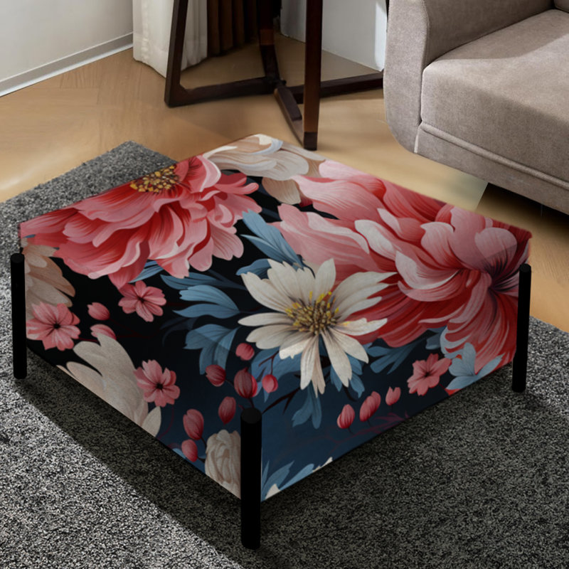 Romantiques motifs floraux en transe - grand repose-pieds carré floral