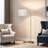 65" Tall Brass Arc Floor Lamp with Ivory Drum Shade,Foot Switch