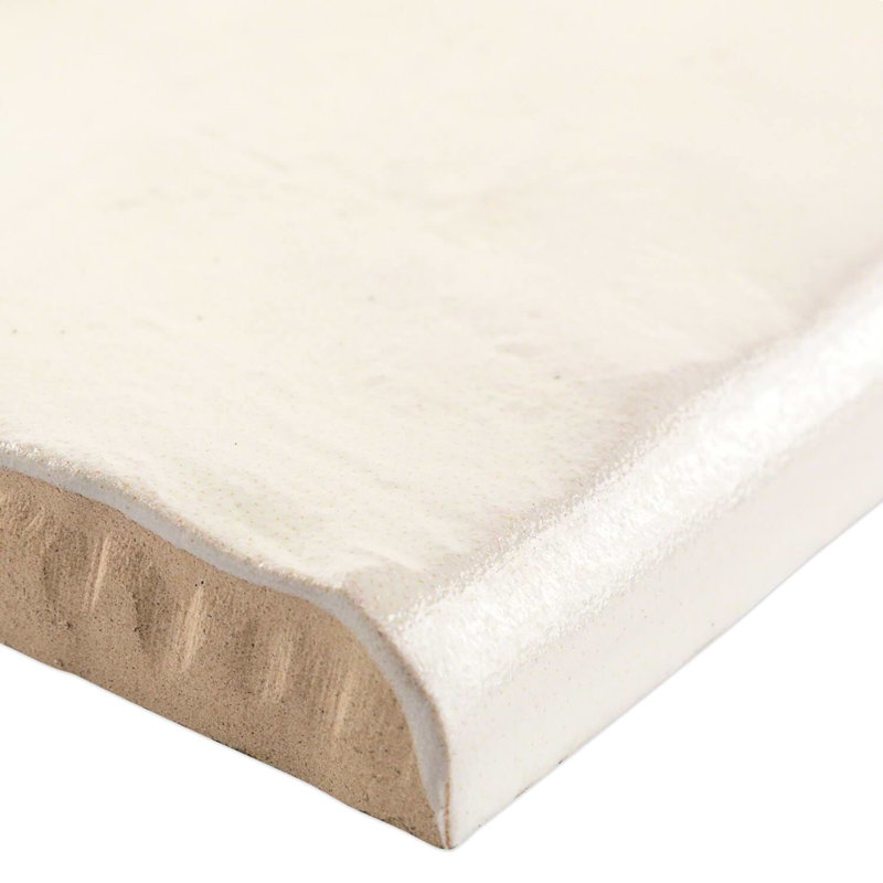 Montauk 2x8 Glazed Ceramic Bullnose Tile Trim, Cream