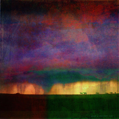 Reproduction d’art sur toile tendue, "storm passing à des chevaux" par chris