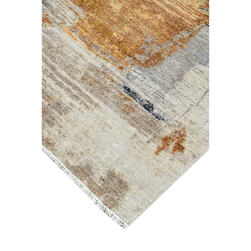 Abstract Area Rug in Gold, Rectangle 10' x 14'