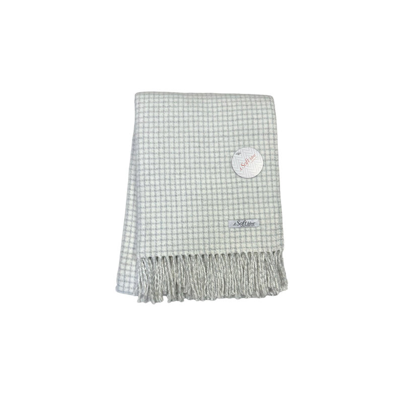 Jeté à petits carreaux, L 67 po x l 50 po, Carreaux gris / blanc