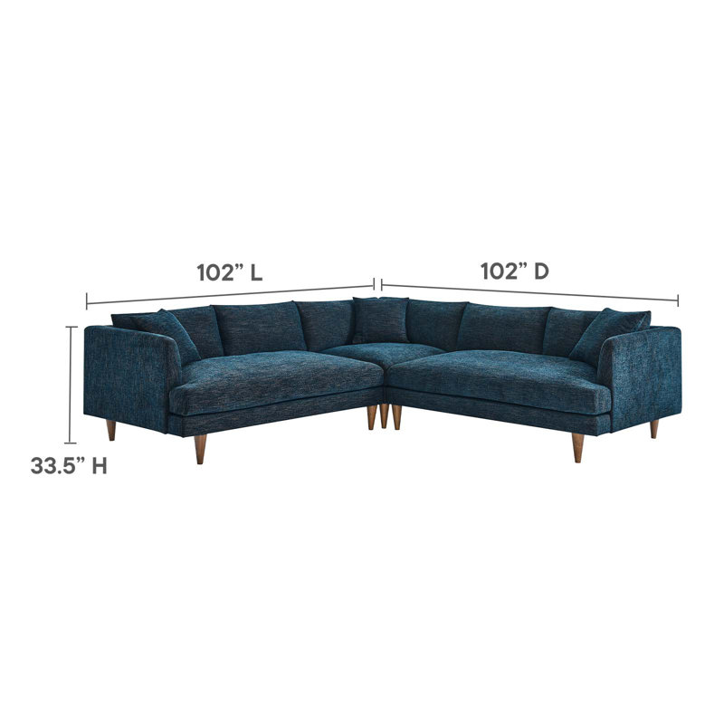 Modway Zoya 3 - Piece Upholstered Sectional, Blue 100% Polyester