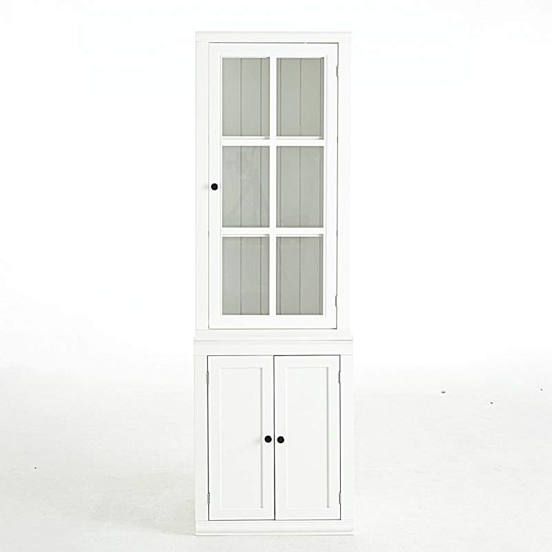 Armoire de garde-manger avec porte vitrée et fenêtre en treillis, vitrines avec rangement
