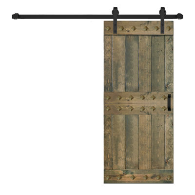 84'' Solid Wood Paneled Matte without Installation Hardware Kit Barn Door