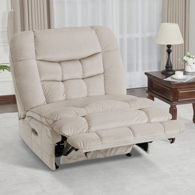 38.2" Seat Width Armless Glider Chair, Oversized Dual Motor Power Recliner with LED Ambient Light, Pet-friendly Fabric