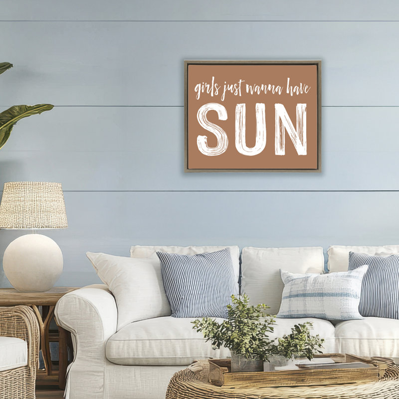 Filles qui veulent avoir un cadre flottant brun soleil, design avec lettres et doublure, H 17 po x l 21 po