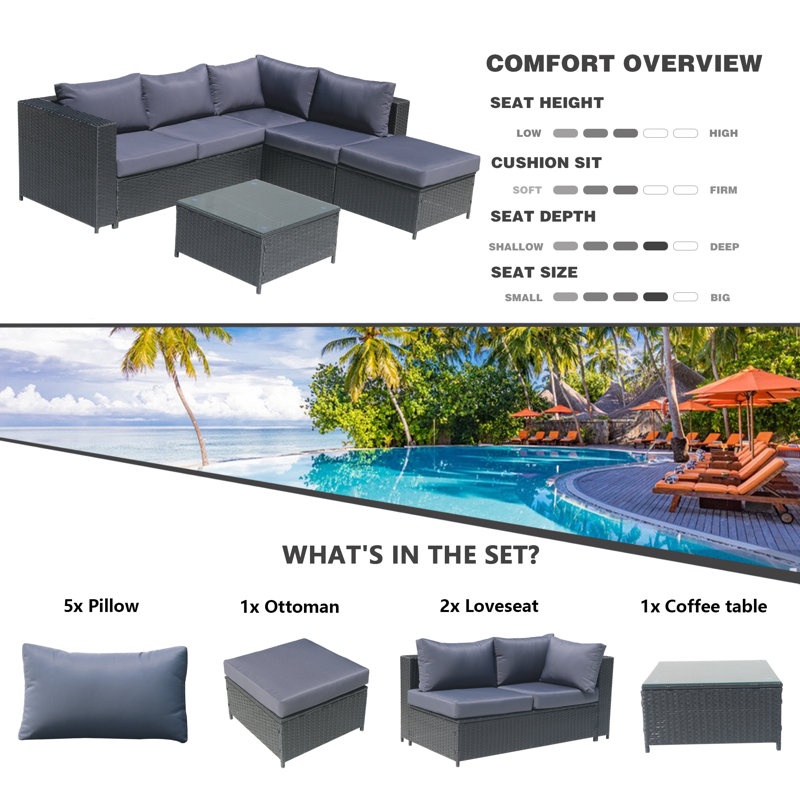 Laderrica 5 - Person Patio Conversation Set