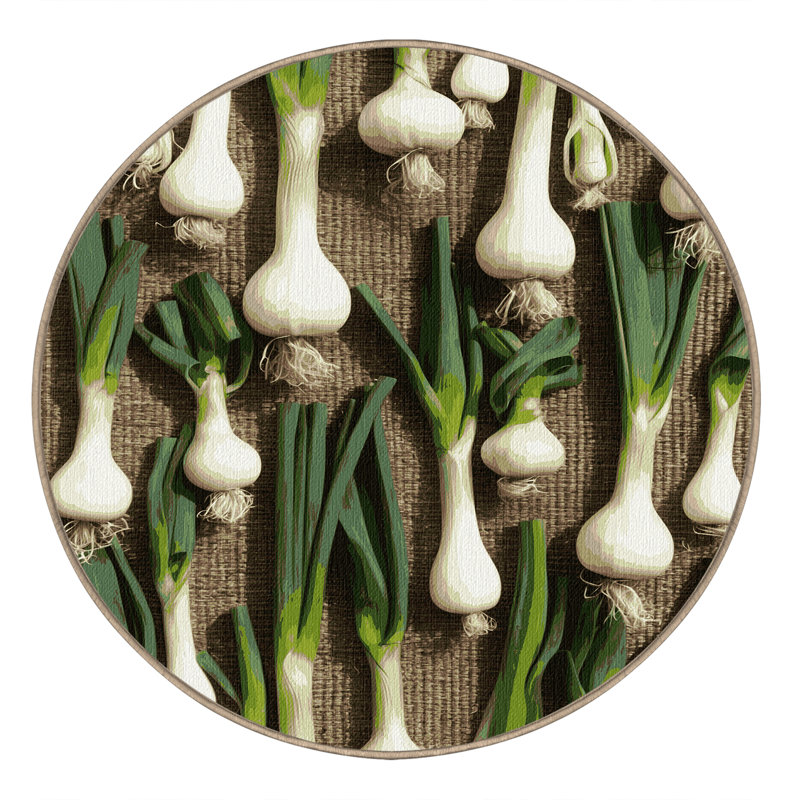 Tapis lavable vert légumes oignon vert, Rectangulaire 3 pi x 5 pi