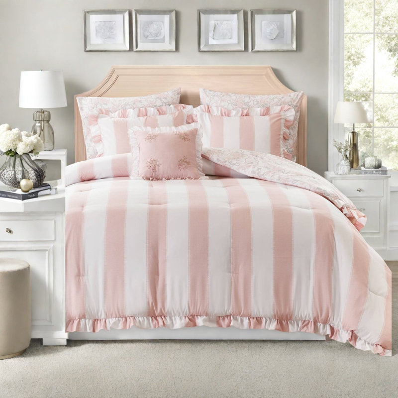 Striped and Toile Comforter Set