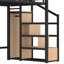 Lit mezzanine simple TG avec escalier de rangement, tablettes et garde-robe intégrée, cadre de lit mezzanine en métal avec ports USB et lumières DEL