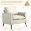 Ensemble de 2 fauteuils d'appoint rembourrés en similicuir blanc crème 2 pièces, fauteuil simple de style Mid-Century moderne pour le balcon du salon-1888580141