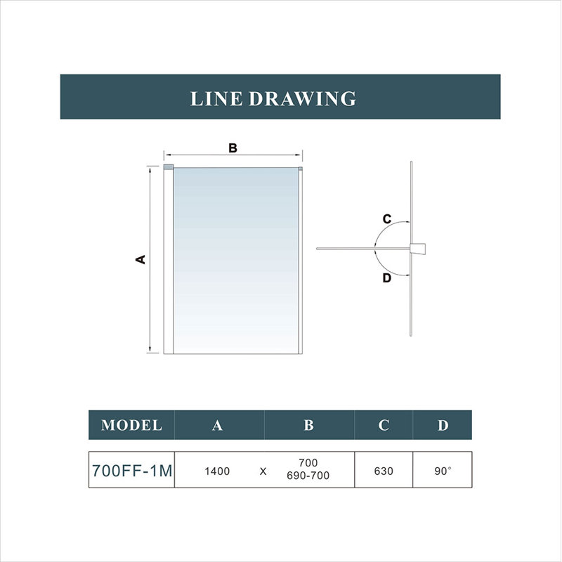 Clairville 700x1400mm Height 1 Folding Pivot Shower Bath Screen Panel