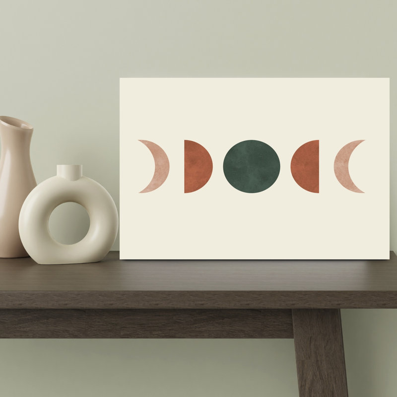 «Earthy Moon Phases», impression de paysage géométrique minimaliste paysage naturel, 12" H x 18" W