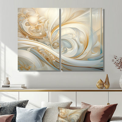 «Tender Whirling White Illustration IV - Abstract Spirals», art mural sur toile