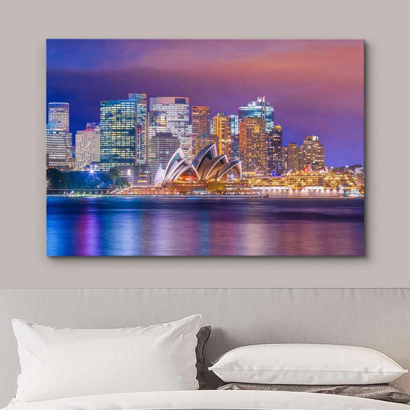 Architecture, bâtiment, «Neon Light, coucher de soleil, Sydney, Australie, architecture, paysage urbain, photographie, paysage moderne»