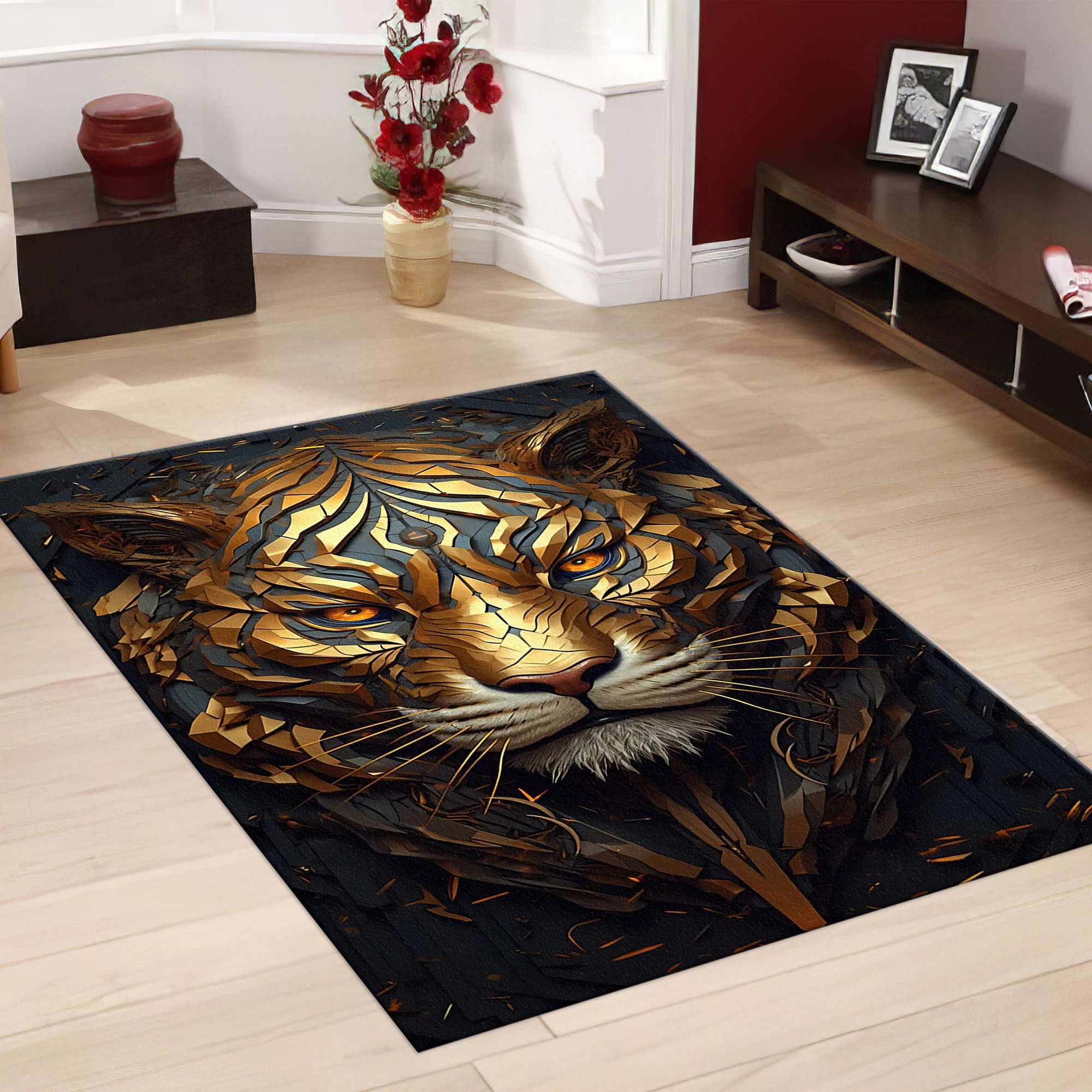 kayra export Non-Woven Thin Type Printed Rug with an Intricate Eastern ...