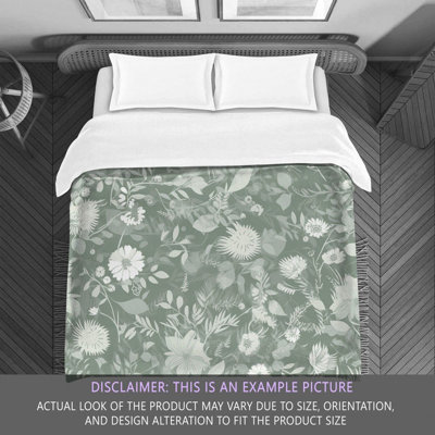 Floral Green/Gray Microfiber Comforter