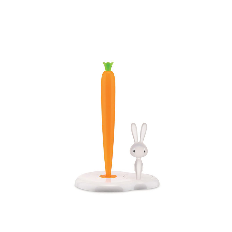 Bunny & Carrot Kitchen Roll Holder, 13.39", White