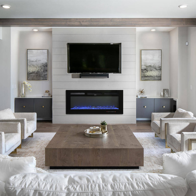 Gwenaelle Black Fireplace, 17" H x 42" W x 4.13" D