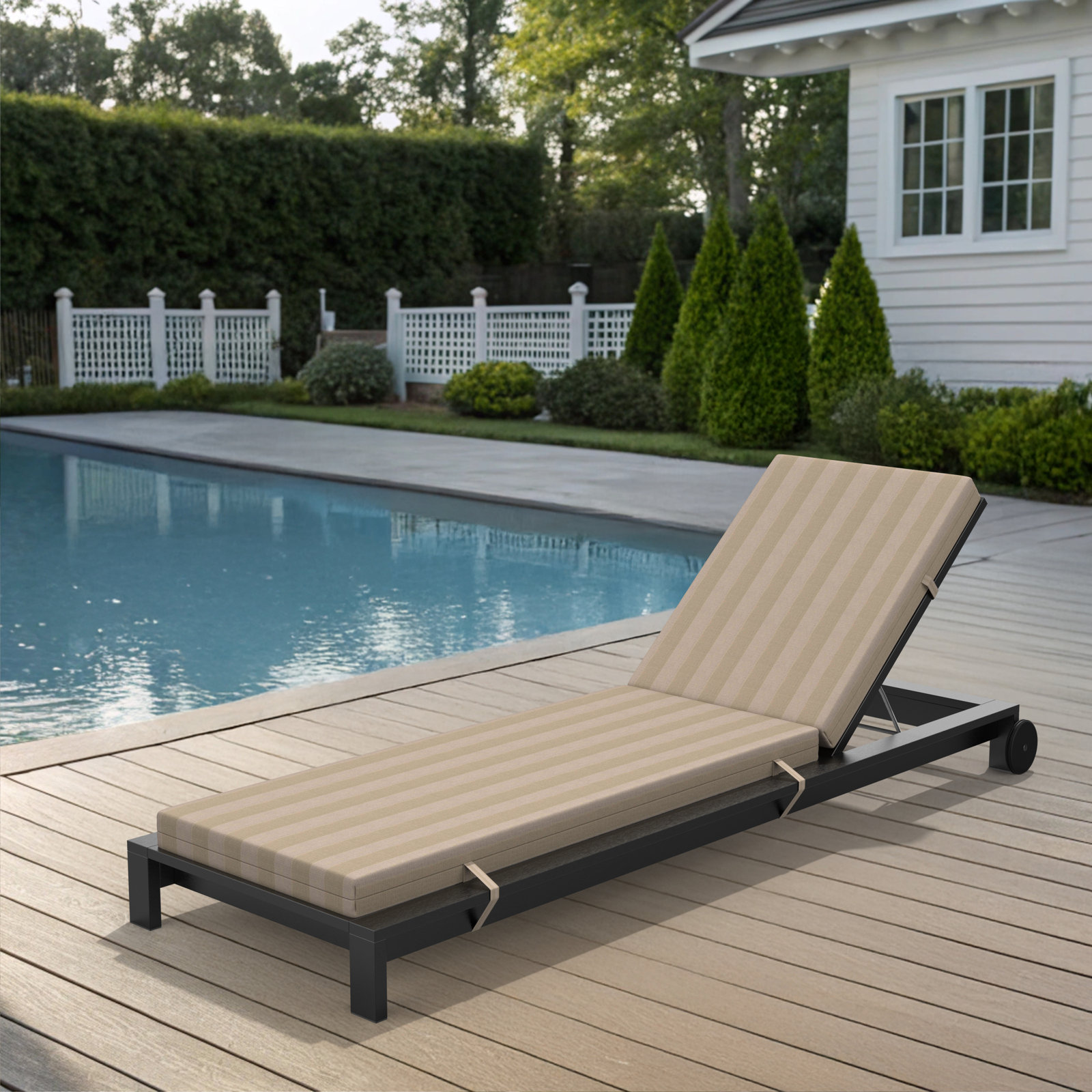 Lani Sunbrella Outdoor Chaise Lounge Cushion, Expressive Sparrow, 21" W x 50" D