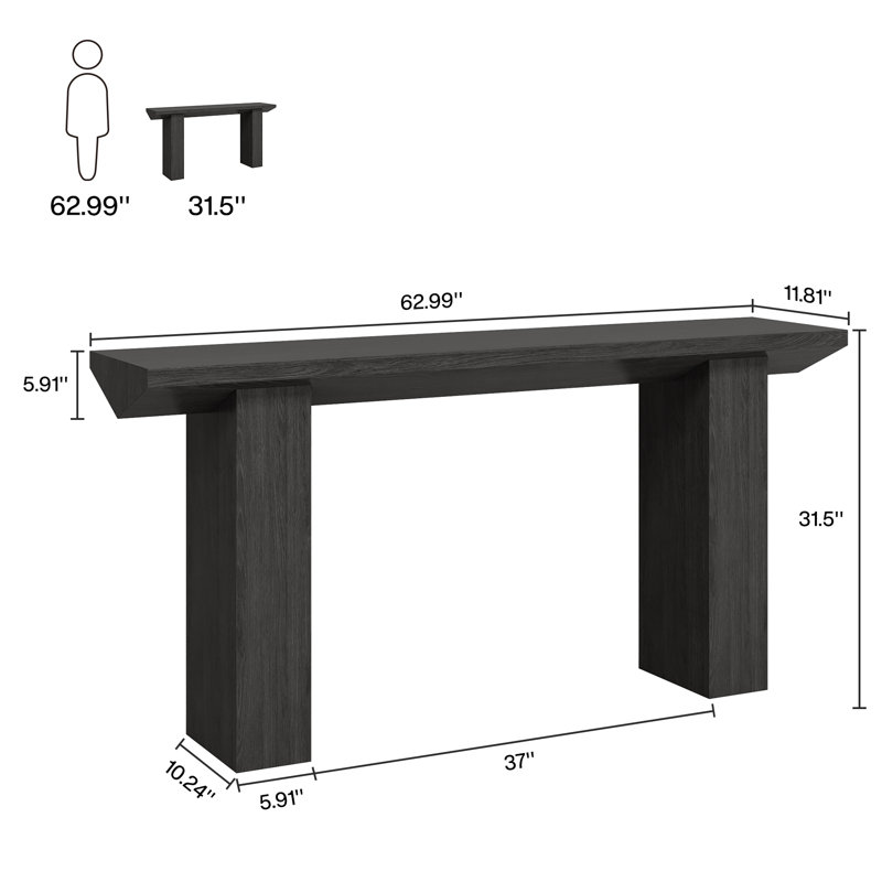 62.99" Extra Long Sofa Table Behind Couch, Modern Farmhouse Wood Accent Console Table For Hallway, Entryway, Living Room