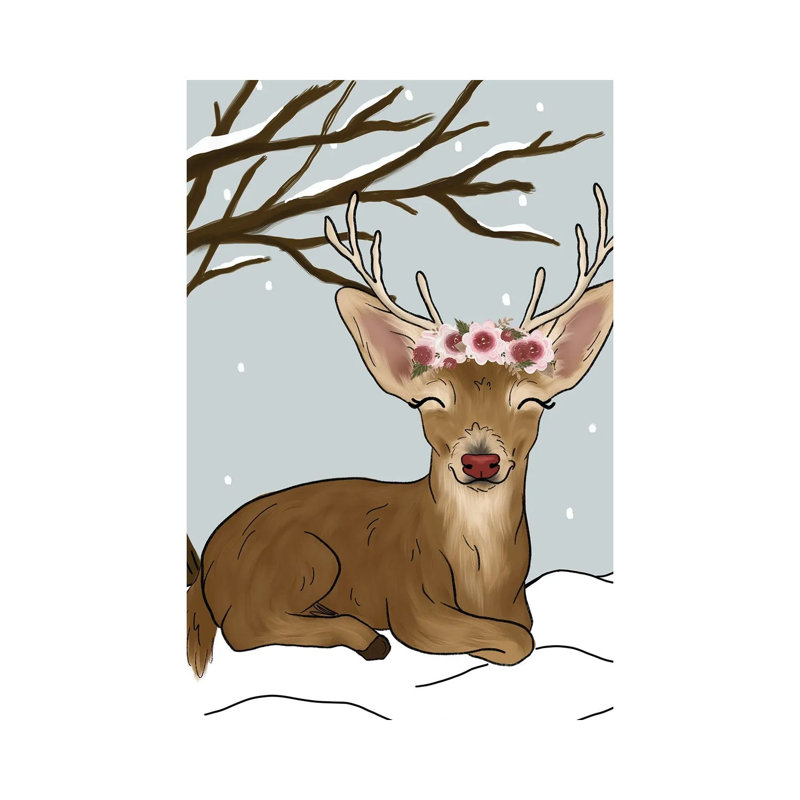 Christmas Reindeer 1 Piece Wrapped Canvas Painting, 101.6 cm H x 66.04 cm W x 1.91 cm D