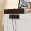 Armoire de lit double pleine grandeur en noyer blanc, station de charge, port et rangement pour nuitée, armoire en noyer avec tiroir-1233743608