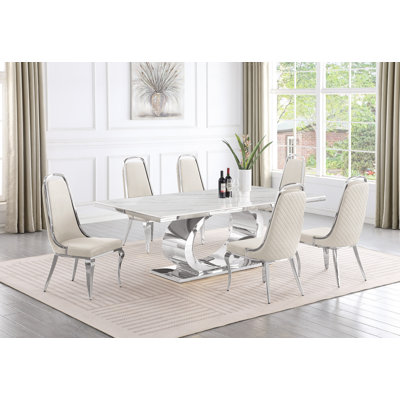 Bankston Marble Top Pedestal Dining Set