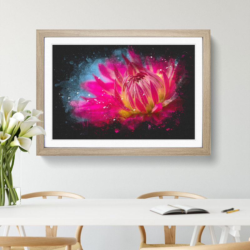The Pink Flower - Framed Print, Oak Framed, 36cm H x 48cm W x 2cm D