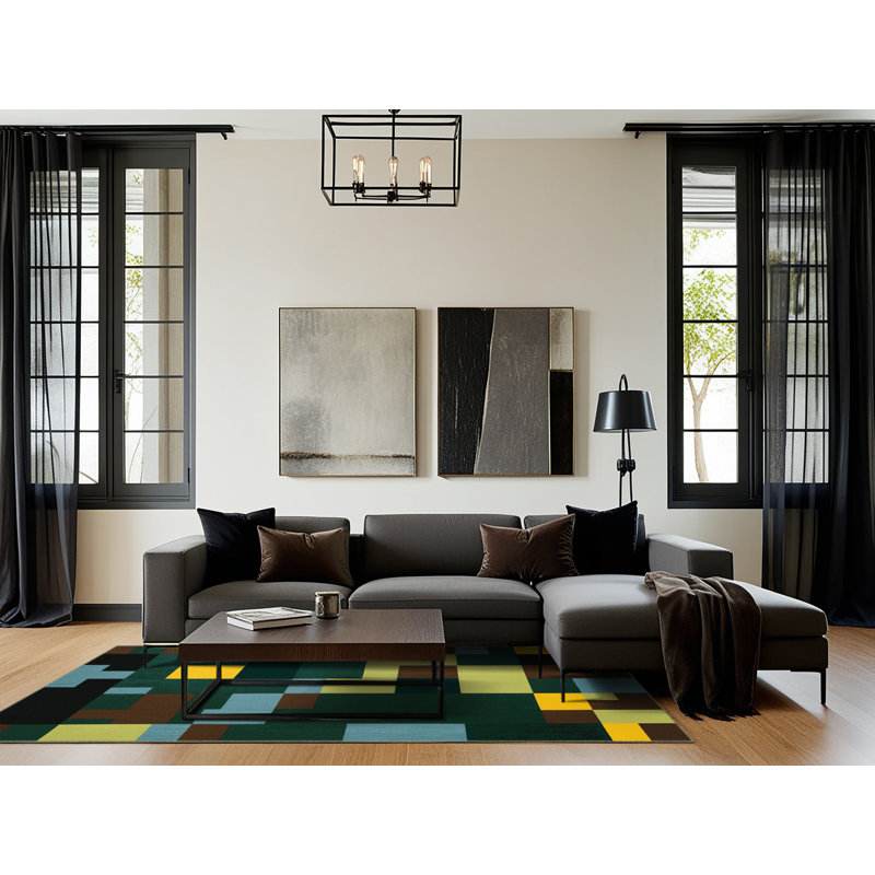 Stitched Lands Rug, Square 4'