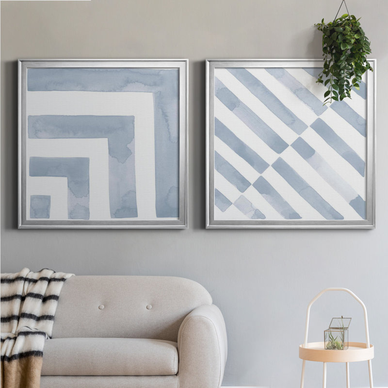 «Mute Eccentricities II», 2 pièces, H 26,5 po x l 53 po x P 1,5 po, Pas de tapis, Toile encadrée argentée