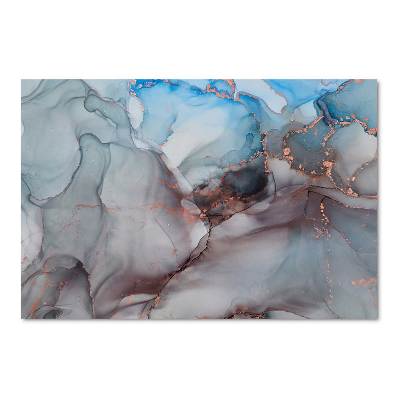 «Gray and Blue», reproduction d'art sur toile, H 40 po x l 60 po x P 1,5 po, Toile tendue