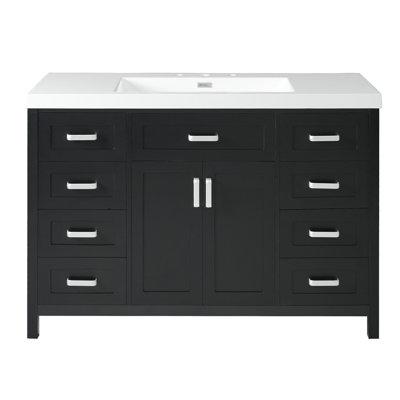Meuble-lavabo 48 po avec lavabo, 2 portes et 8 tiroirs, système de fermeture en douceur, conception classique