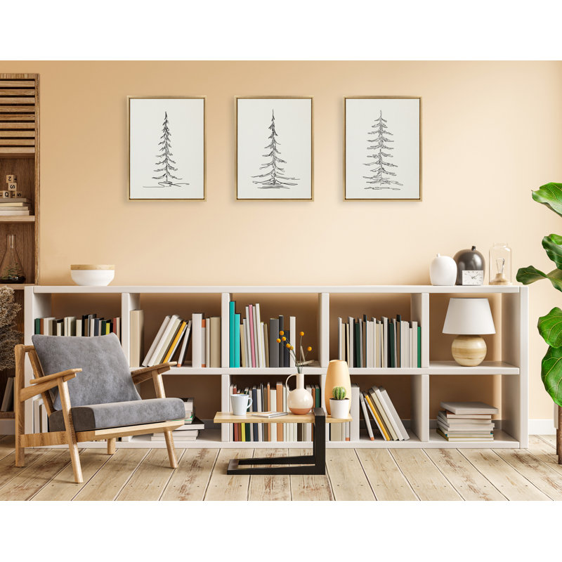 Reproduction encadrée sur toile, 3 pièces, Or