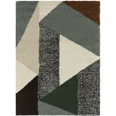 Tapis géométrique bleu / vert Merril