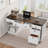 60" Fluted Home Office Desk with Charging Station, Modern Executive Computer Desk with File Cabinet-351799632