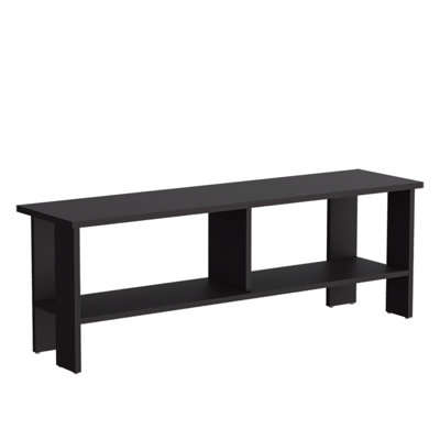 Meuble télé moderne pour téléviseurs jusqu'à 55 pouces, centre multimédia avec deux tablettes ouvertes et système de gestion des câbles, noir