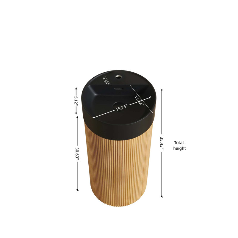 Armoire cylindrique autoportante peu encombrante avec cuve à surface solide, Noir