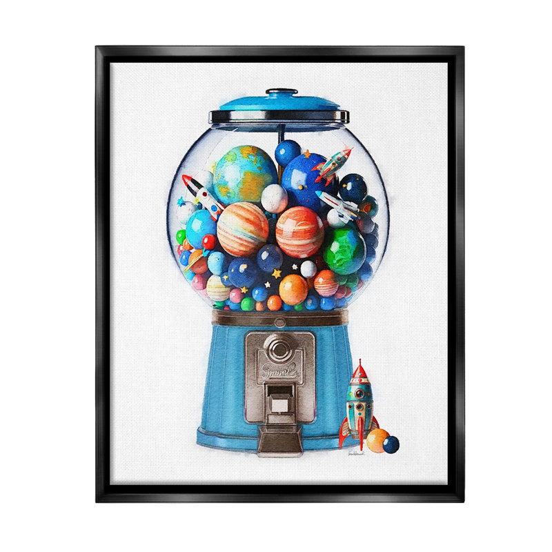 «Outer Space Candy Distributeur Floater Frame» par Amanda Greenwood sur toile, Cadre flottant noir de jais, H 31 po x l 25 po