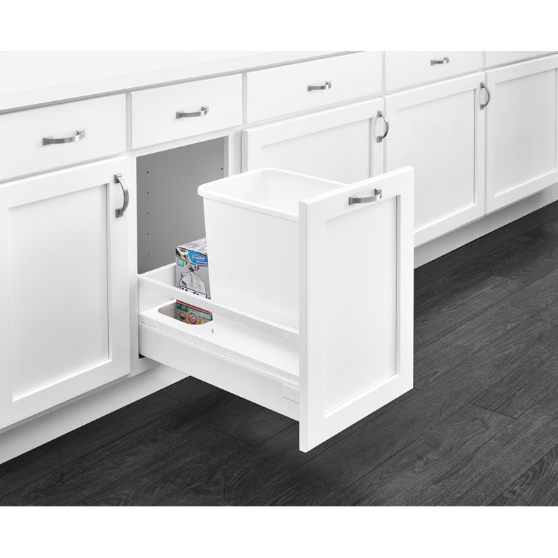 Rev-A-Shelf Tandem Pull Out Waste/Trash Container with Soft Close & Servo Drive System, 23" H x 12.5" W x 22.5" D, 12.5