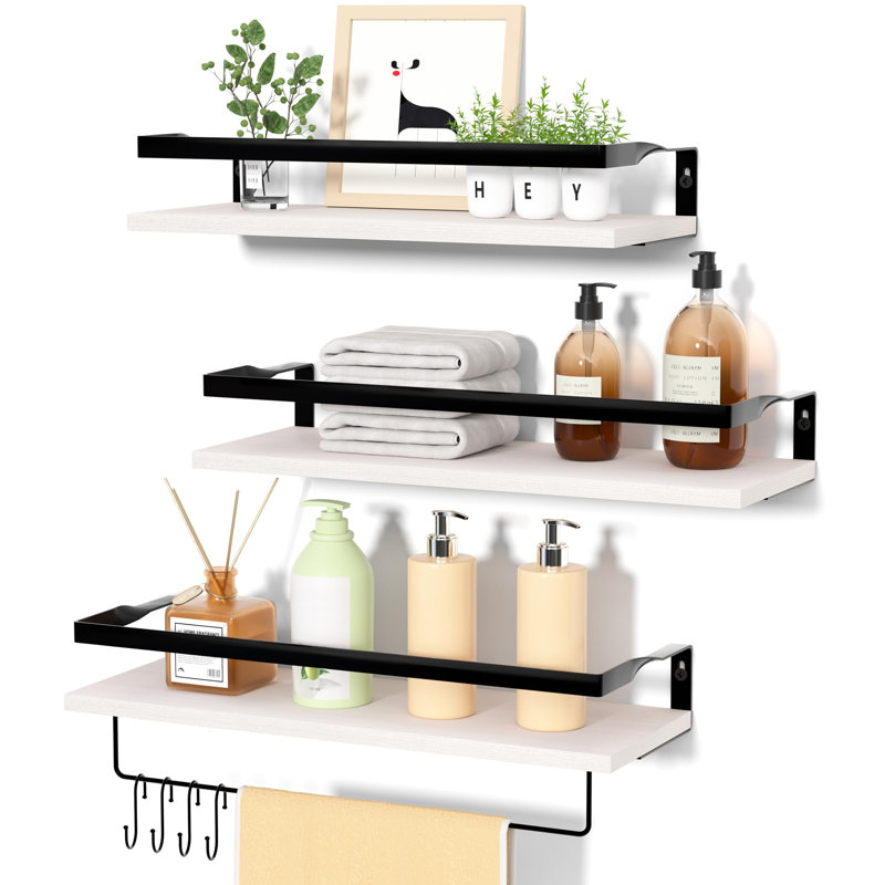 3 Piece Floating Shelf, White