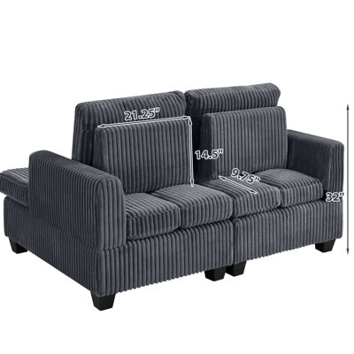 Velours côtelé moelleux avec dossier réglable pour créer une chambre de retraite confortable - 60,26 po de profondeur, 140,48 lb, séances de yoga en mousse et au printemps