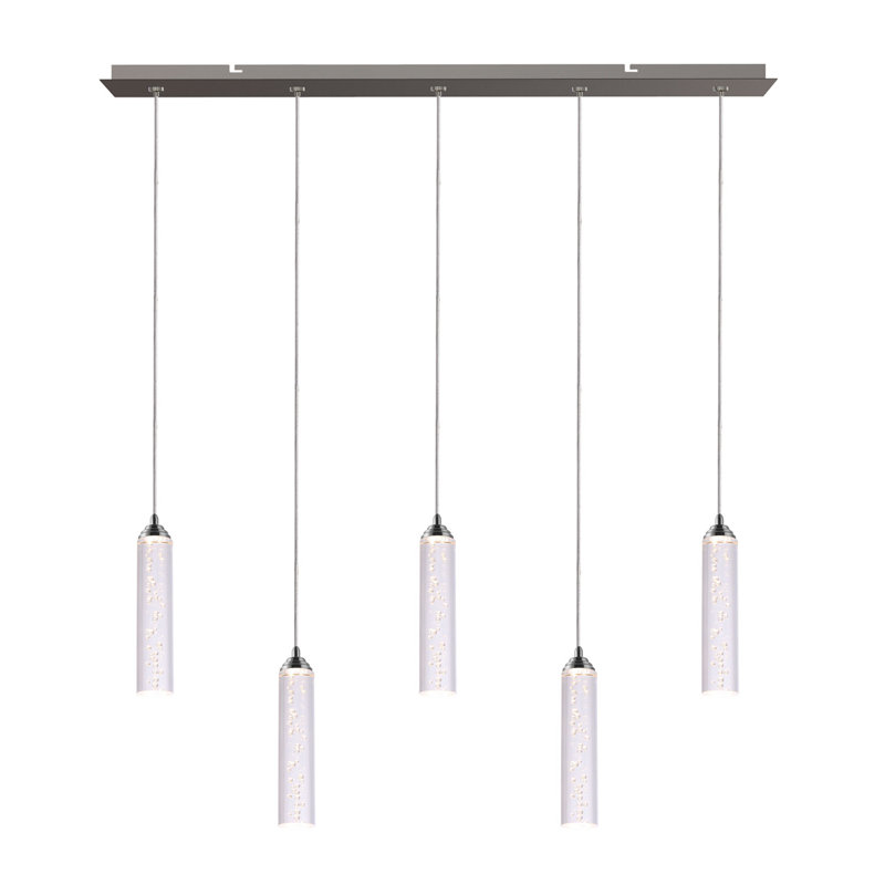 Luminaire suspendu linéaire à 5 lumières pour îlot de cuisine Ardrie, H 8,7 po x l 1,8 po x p 1,8 po