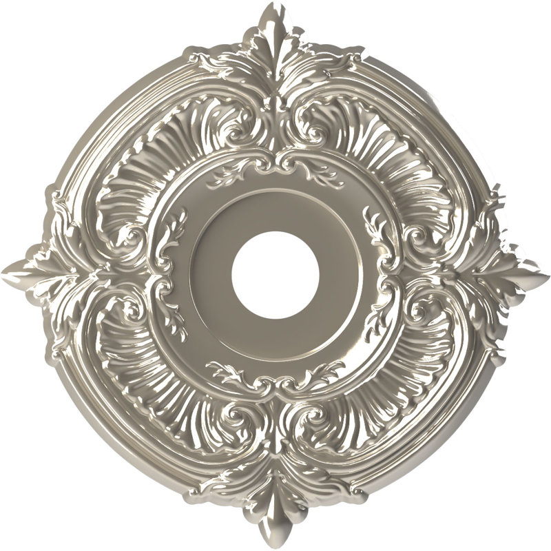 Attica Thermoformed PVC Ceiling Medallion, Bright Coat Chrome, 16" H x 16" W x 1" D